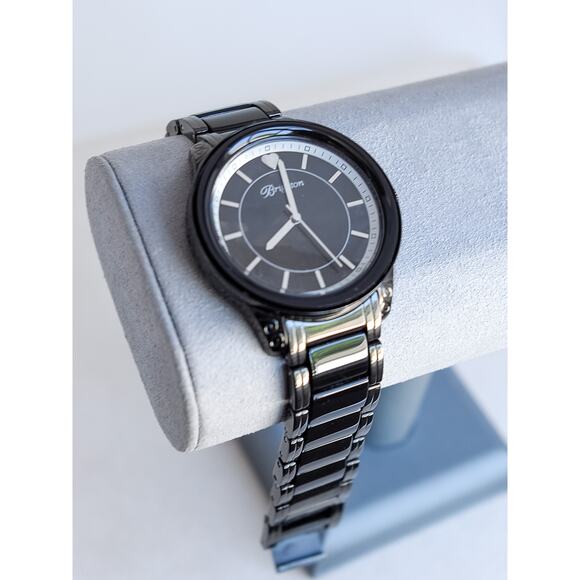Brighton Carpinteria Watch Dark Bronze Black Acrylic Chunky Retired Quartz 7.5" - Picture 3 of 12